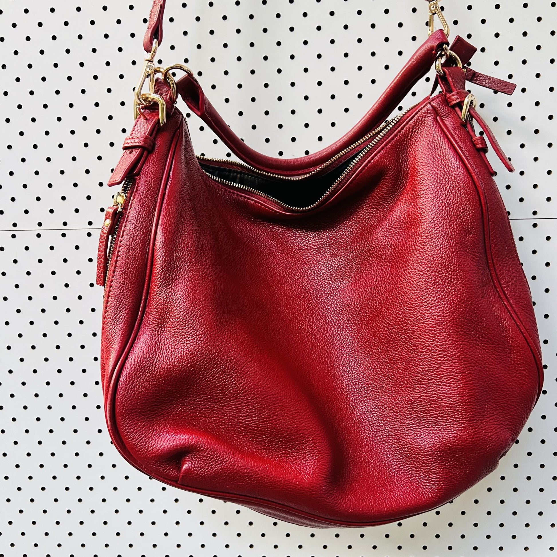 REDCURRENT / red leather xbody shoulder bag archival