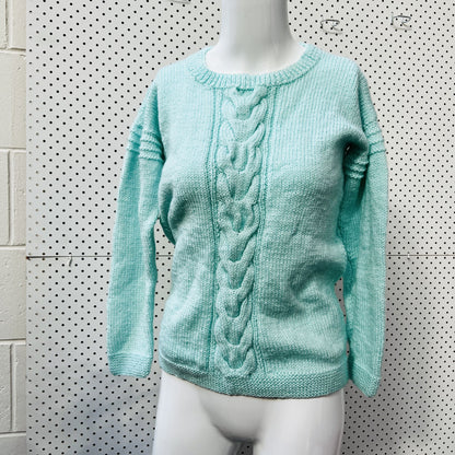 hand knitted / soft blue jumper / s (3849496969717351381)