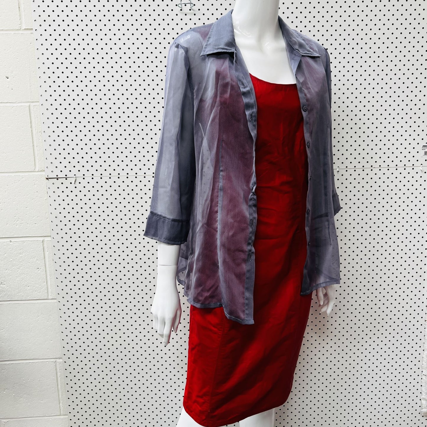 nz vintage / GLASSONS / sheer mauve shirt / s/m / made in nz (3850552001774928879)