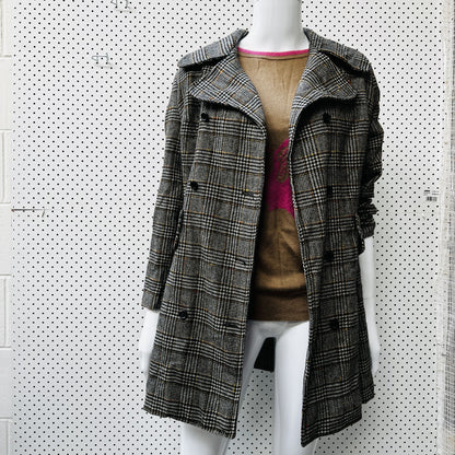 NZ VINTAGE / PEPPERTREE SPORT / tweed wool pea coat / s (3854272153743960700)