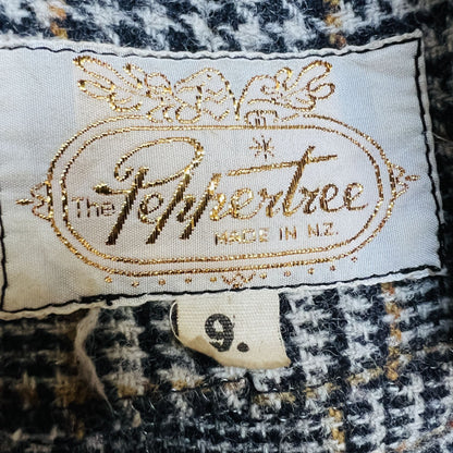 NZ VINTAGE / PEPPERTREE SPORT / tweed wool pea coat / s (3854272168053200947)