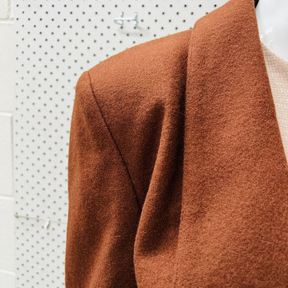 uk vintage / brown wool double breasted coat / s (3855479469167651004)