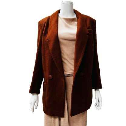 uk vintage / brown wool double breasted coat / s (3855479696718395525)