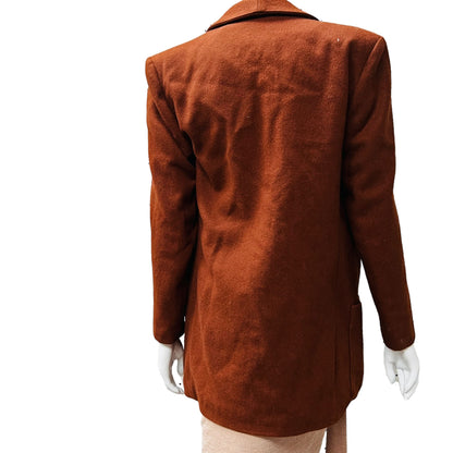 uk vintage / brown wool double breasted coat / s (3855479699146272729)