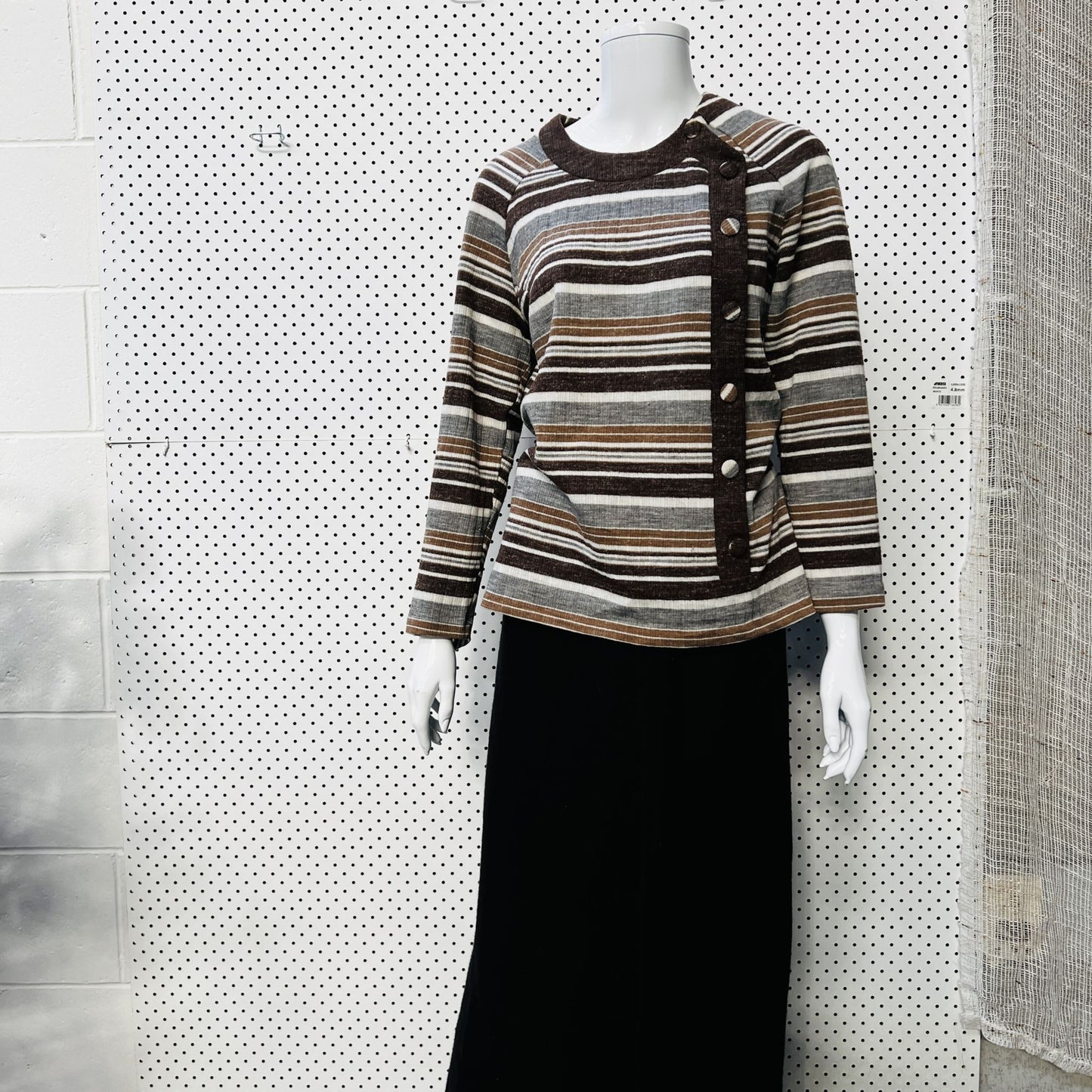 nz vintage / NORMAN LINtON/gainsborough / 1970s brown striped top / m Tops & shirts