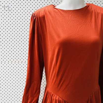 nz vintage / 'FLOOKIES' burnt orange 1970s dress / s (3858051730277330103)