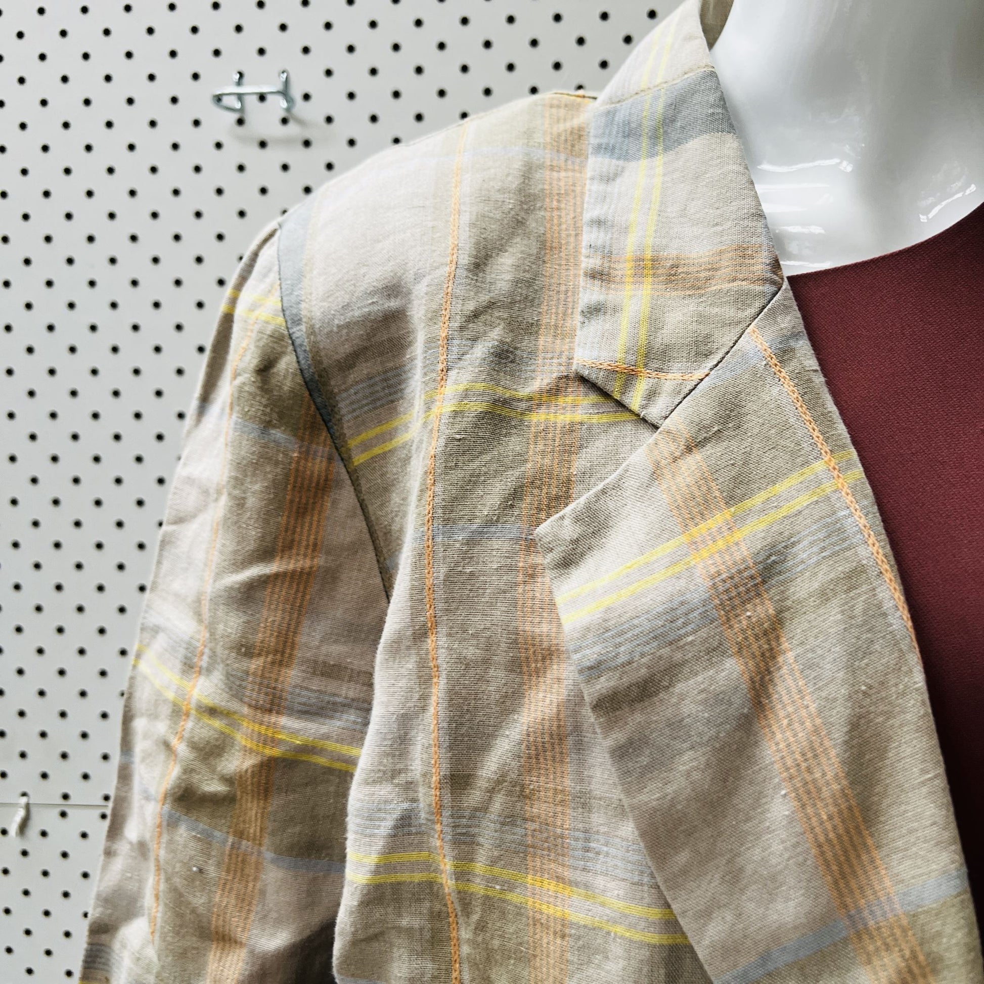 nz vintage / plaid linen jacket / fashion warehouse / m/l (3859017517896391617)