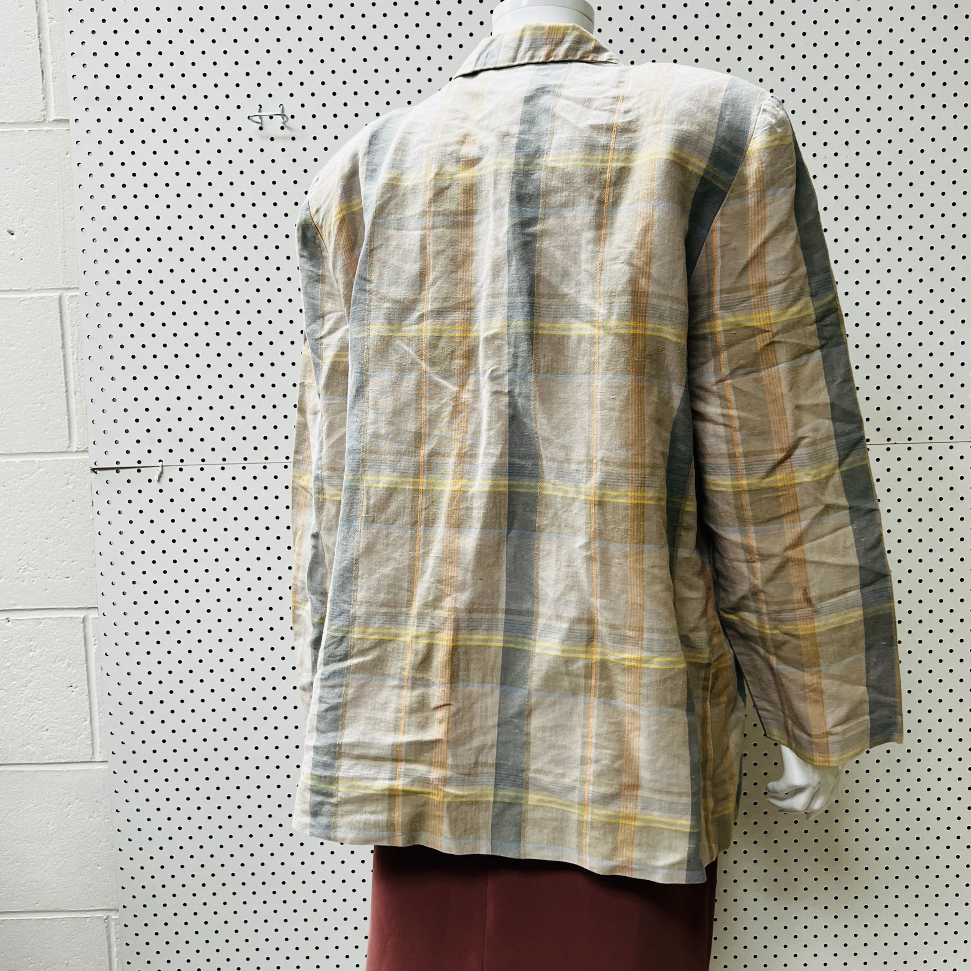 nz vintage / plaid linen jacket / fashion warehouse / m/l (3859017520375383826)
