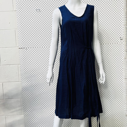 SHARON NG / blue linen mix dress / 10 / made in nz (3859828115645024311)