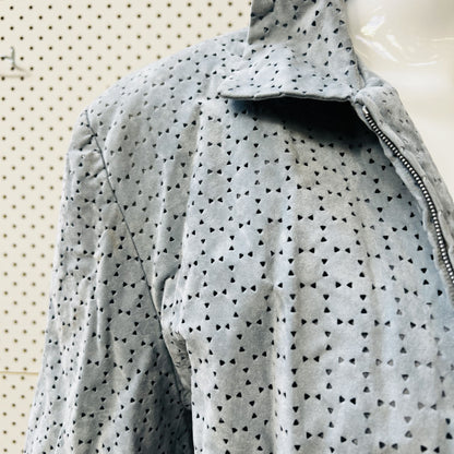 FREDERICK / leather look baby blue jacket / 14 / made in nz (3859828239710357166)