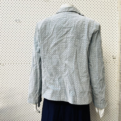 FREDERICK / leather look baby blue jacket / 14 / made in nz (3859828242246188756)