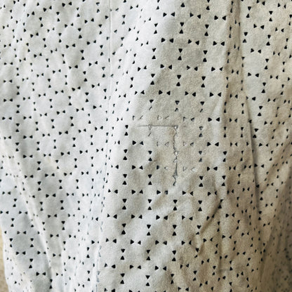 FREDERICK / leather look baby blue jacket / 14 / made in nz (3859828245154025029)