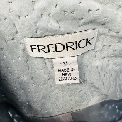 FREDERICK / leather look baby blue jacket / 14 / made in nz (3859828247821363912)
