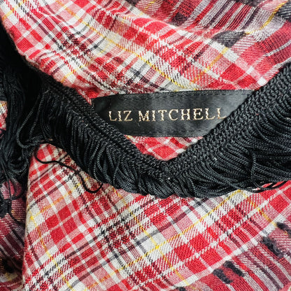 LIZ MITCHELL / enormous plaid fringed scarf or shawl (3859828264470724591)