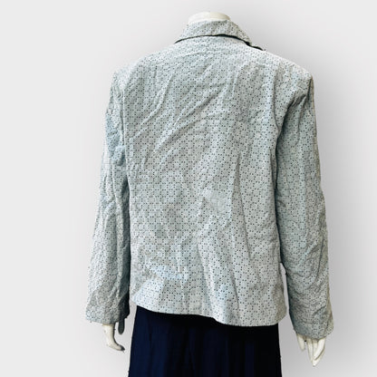 FREDERICK / leather look baby blue jacket / 14 / made in nz (3859871342800034898)