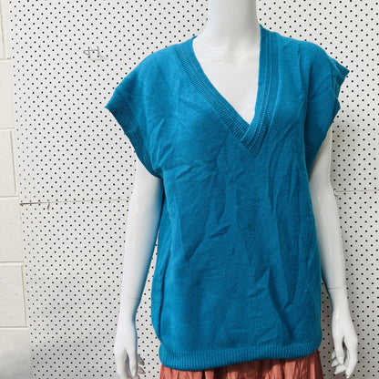 nz vintage / CLASSIFIED / 1990s bright blue wool vest / L (3860327500494865595)