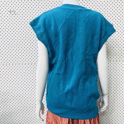 nz vintage / CLASSIFIED / 1990s bright blue wool vest / L (3860327506072269365)