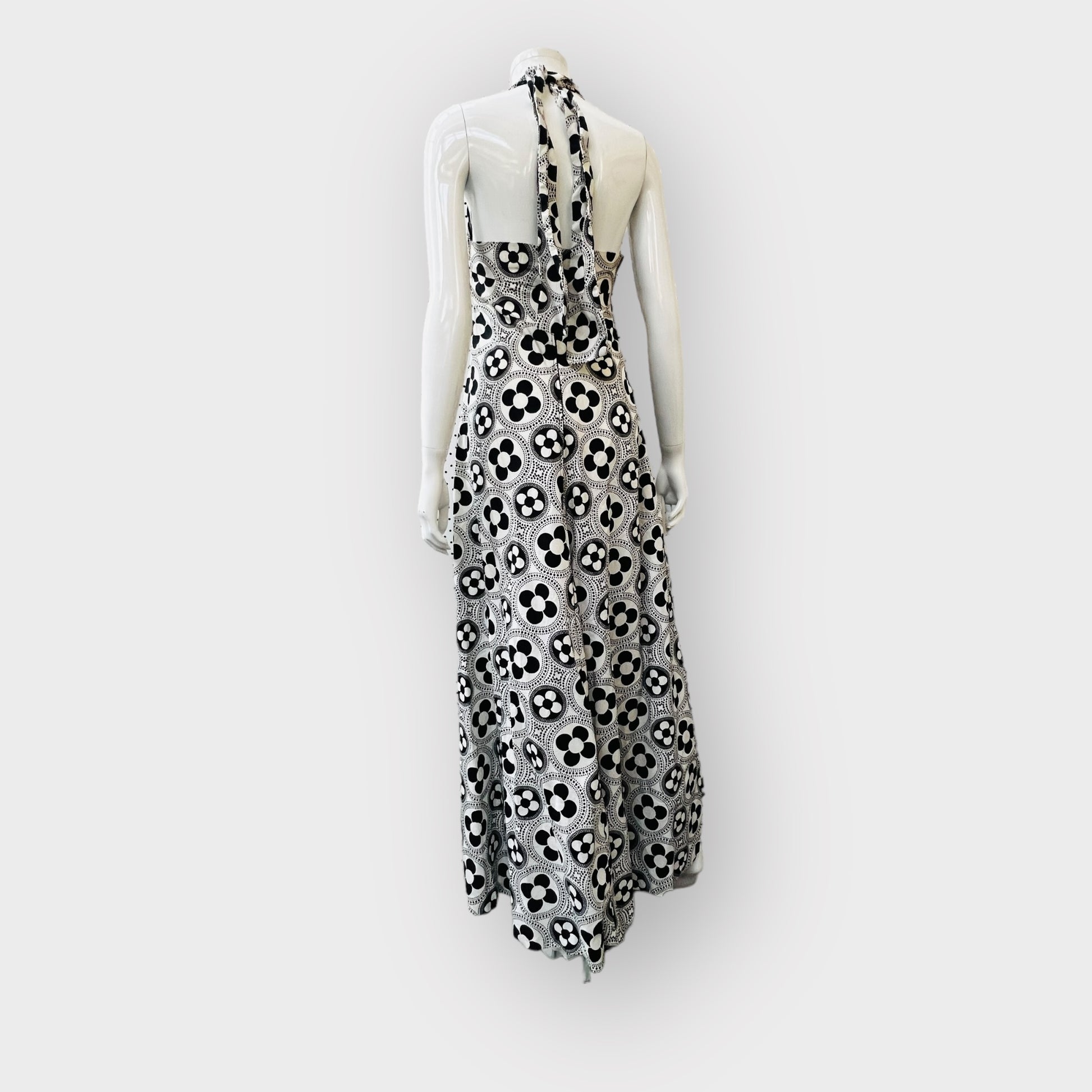 handmade / vintage / 1960s brightly patterned halter dress / s Dresses