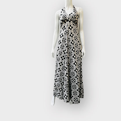 handmade / vintage / 1960s brightly patterned halter dress / s (3860482757495860635)