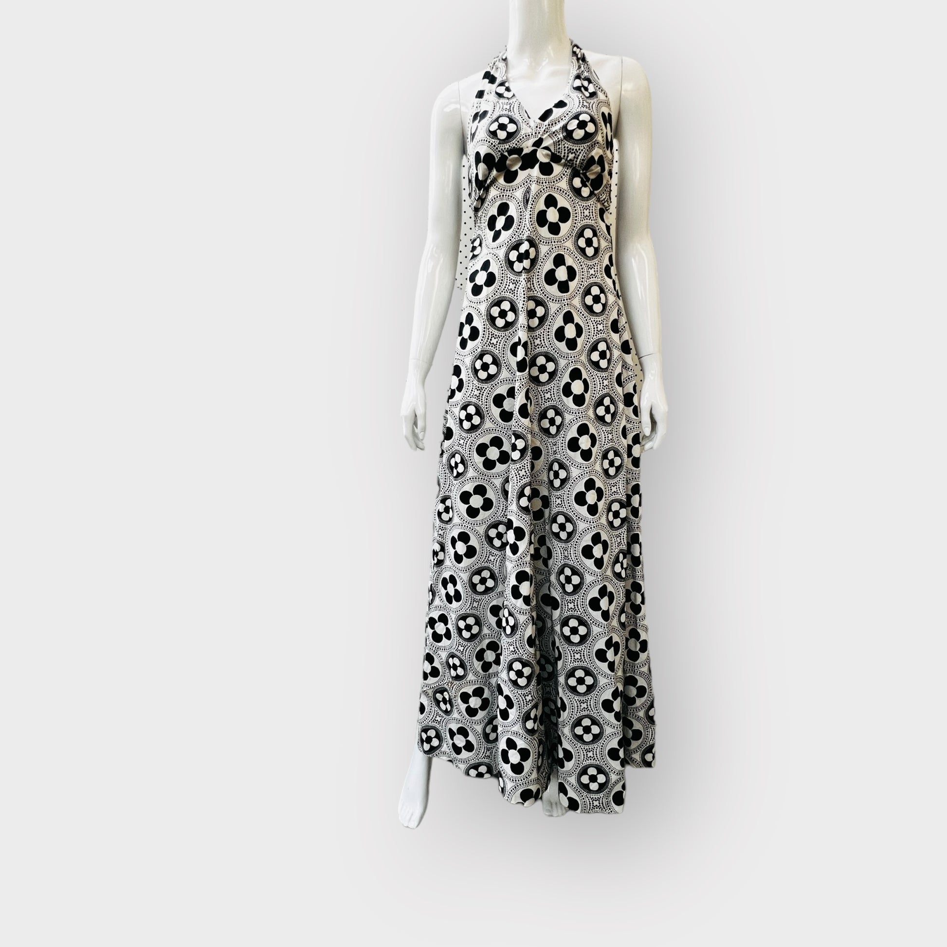 handmade / vintage / 1960s brightly patterned halter dress / s Dresses