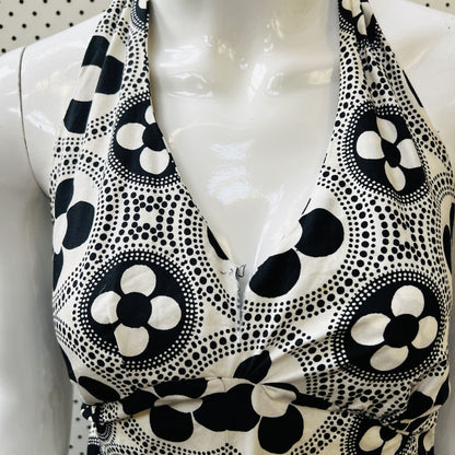 handmade / vintage / 1960s brightly patterned halter dress / s (3860483064850923003)
