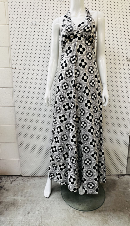 handmade / vintage / 1960s brightly patterned halter dress / s (3860574776583315209)