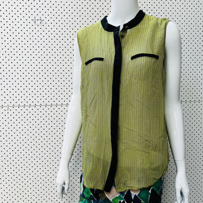 MARCS / 100% silk / sleeveless green shirt / 14 (3861614344048397055)