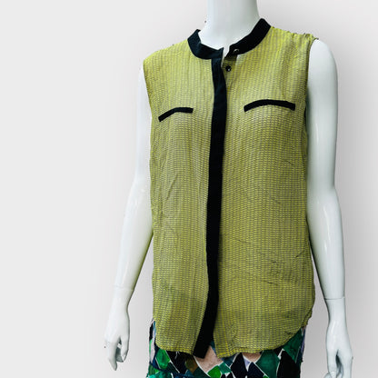 MARCS / 100% silk / sleeveless green shirt / 14 (3861615048723129998)