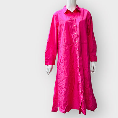 TRENERY / cotton poplin shirt dress in fuchsia / 14 (3862121046485514865)