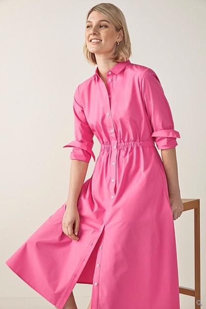 TRENERY / cotton poplin shirt dress in fuchsia / 14 (3862124675264920894)