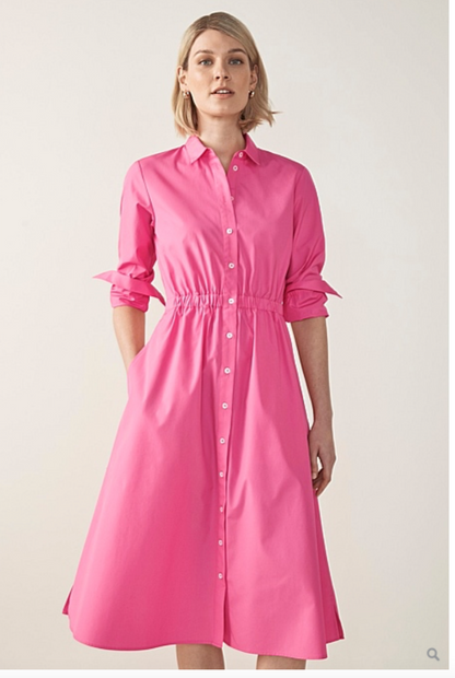 TRENERY / cotton poplin shirt dress in fuchsia / 14 (3862124678725281756)