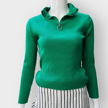 urban outfitters / ribbed half zip jumper / m (3862679651447675354)