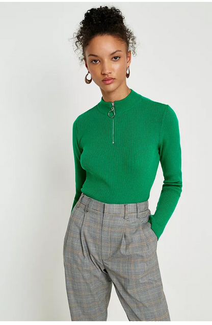urban outfitters / ribbed half zip jumper / m (3862732266099305272)