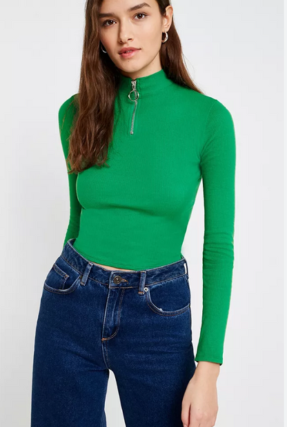 urban outfitters / ribbed half zip jumper / m (3862732270175948552)