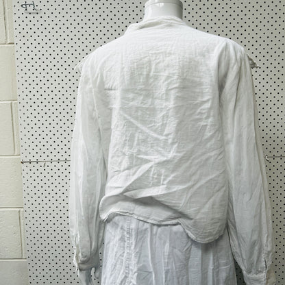 ZARA / white cotton ruffled blouse / m (3862979458470414129)