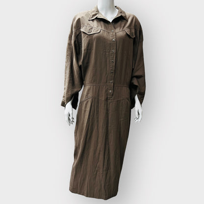 1990s nz vintage / JANE DANIELS / utility dress with shoulder pads / 14 (3865319621809966953)