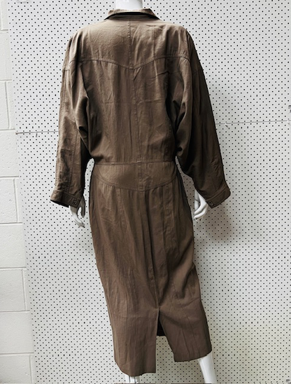 1990s nz vintage / JANE DANIELS / utility dress with shoulder pads / 14 (3865329045283409538)
