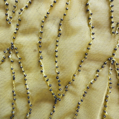 ZARA / bright yellow mesh top with beading / L (3866447900055174365)