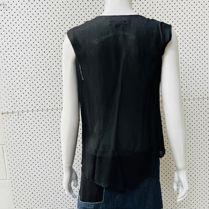 SALASAI / black top with ruffle / s / made in nz (3867562470513768072)