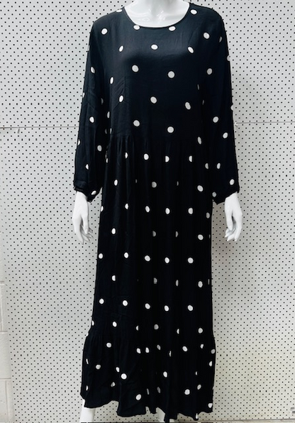 DECJUBA / full length dress with long sleeves and spots / s (3868944548501773550)
