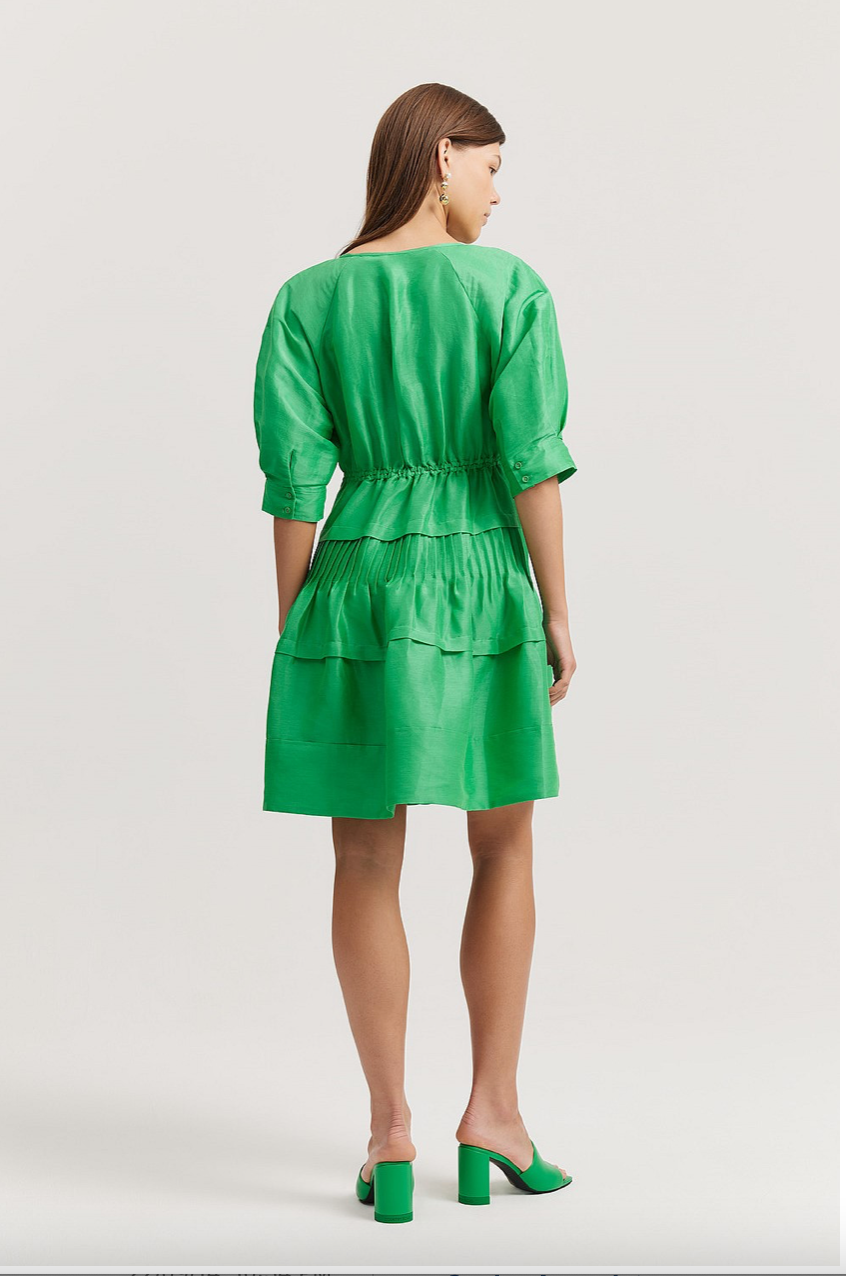 COUNTRY ROAD / Gathered Tiered Mini Dress / silk linen / 16 Dresses
