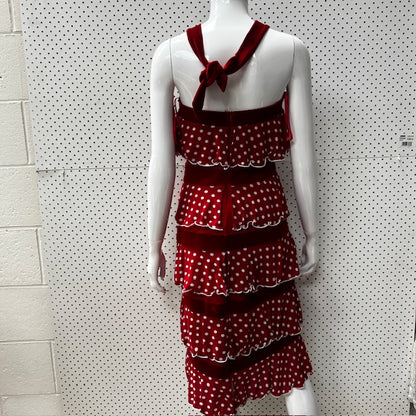GERRY SHAW / tiered red dress / s (3872149336524796829)