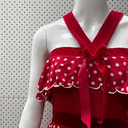 GERRY SHAW / tiered red dress / s (3872149338527384941)