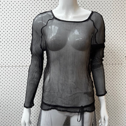 JULIAN DANGER / sheer black top in silk / 10 (3872314226520499943)