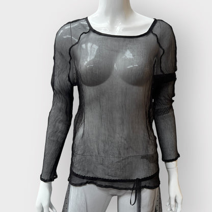 JULIAN DANGER / sheer black top in silk / 10 (3872314446241690852)