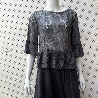 nz vintage / STARFISH / lace top with peplum waist / 10 (3872315089331404963)