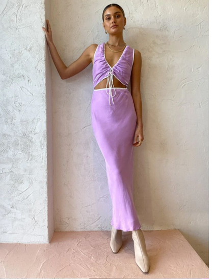 Sovere / Frosted Liliac Encore midi dress / xs (3872318745543837621)