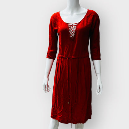 INGRID STARNES / red dress / made in nz / s (3872502417209037355)