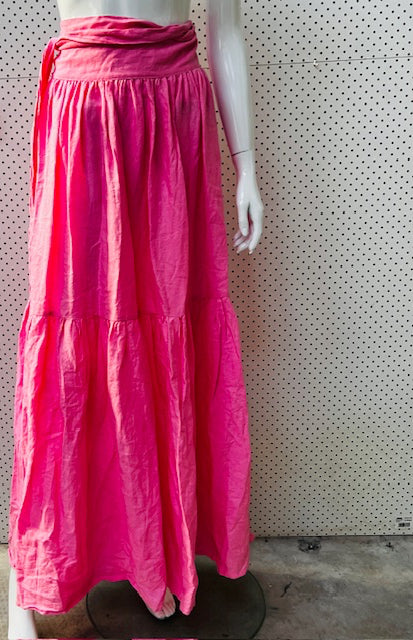 CAITLYN CRISP / still the one / pink linen skirt/dress/sarong / s Skirts