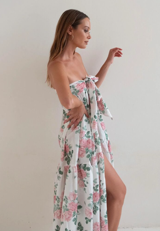 CAITLYN CRISP / still the one / pink linen skirt/dress/sarong / s Skirts
